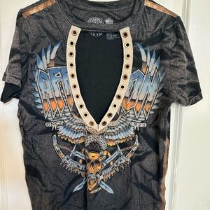 Affliction Black and Gold Graphic Tee